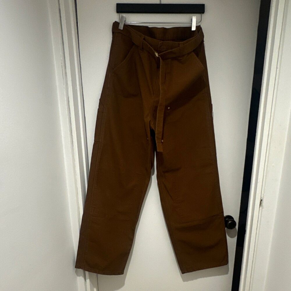 Carhartt X sacai Men's Brown Canvas Pants Belted Straight Leg Pockets Sz L/4 JP